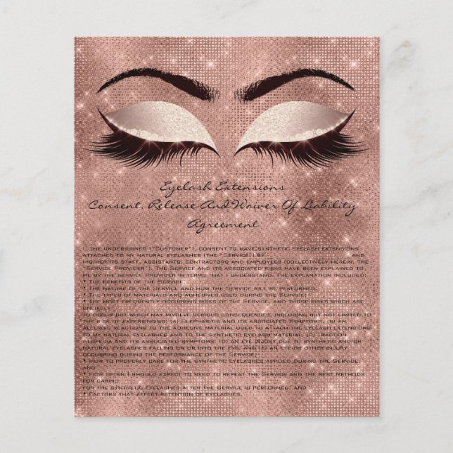 Eyelash Extension Liability Waiver Eyes Rose Spark Flyer (Front)
