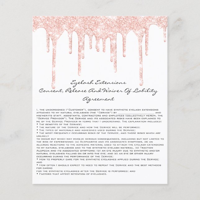 Eyelash Extension Liability Waiver Rose White Flyer (Front)