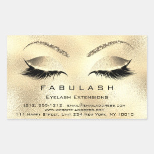 Eyelash Extension Makeup Beauty Salon Gold VIP Rectangular Sticker