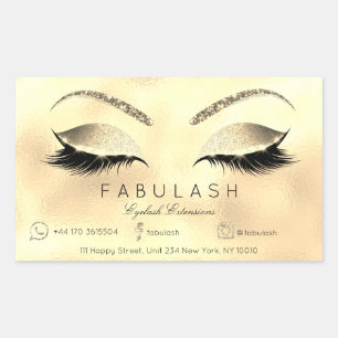 Eyelash Extension Makeup Beauty Salon Lux Gold VIP Rectangular Sticker