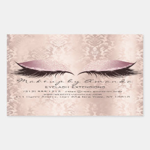 Eyelash Extension Pink Makeup Artist Beauty Damask Rectangular Sticker