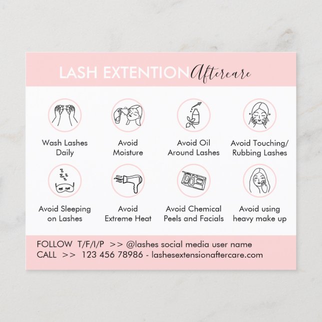 Eyelash Extension Products Aftercare Budget Flyer (Back)