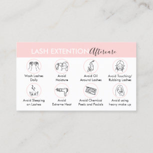 Eyelash Extension Products Aftercare Instruction Business Card