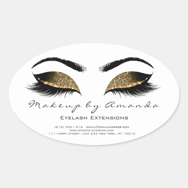 Eyelash Extension Round Makeup Artist Beauty Salon Oval Sticker (Front)