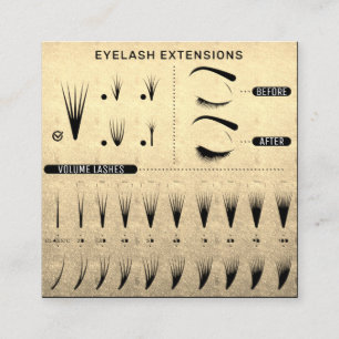 Eyelash Extension Studio Shop Gold Black Modern Square Business Card