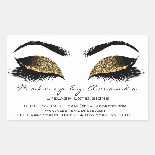 Eyelash Extension White Makeup Artist Beauty Salon Rectangular Sticker (Front)