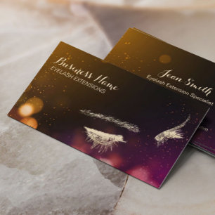 Eyelash Extensions Abstract Bokeh Lights Modern Business Card
