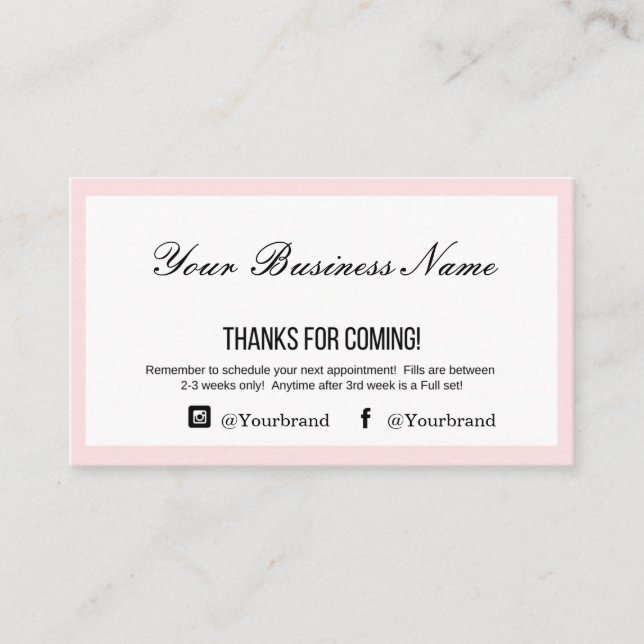 Eyelash Extensions Aftercare Care Business Card (Front)