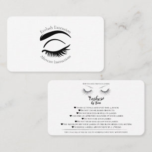 Eyelash Extensions Aftercare How to Care for Lash Business Card
