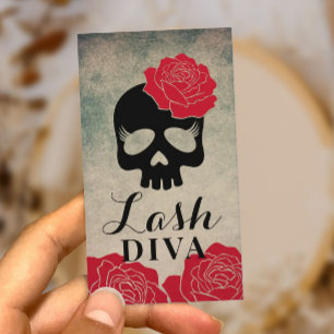 Eyelash Extensions Beauty Floral Skull Vintage Business Card