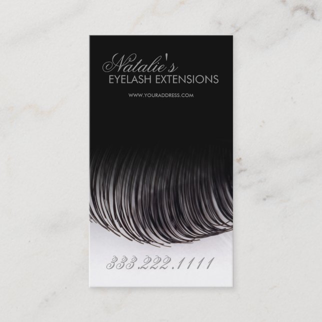 Eyelash Extensions Black Business Card (Front)