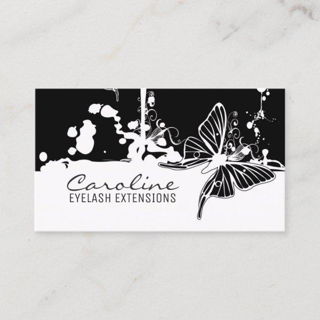 Eyelash Extensions Black Butterfly Trendy Card (Front)