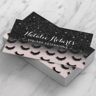 Eyelash Extensions Blush & Black Lashes Salon  Business Card