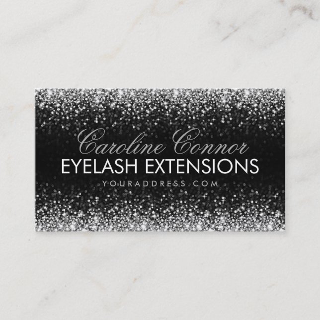 Eyelash Extensions Glitter Star Rain Business Card (Front)