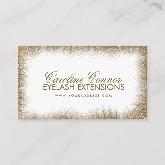 Eyelash Extensions Golden Lashes Border White Card (Front)