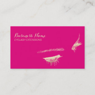 Eyelash Extensions Hot Pink Makeup Business Card