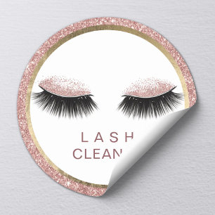 Eyelash Extensions Lash Cleaner Rose Gold Glitter Classic Round Sticker