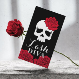 Eyelash Extensions Lash Salon Beauty Floral Skull Business Card