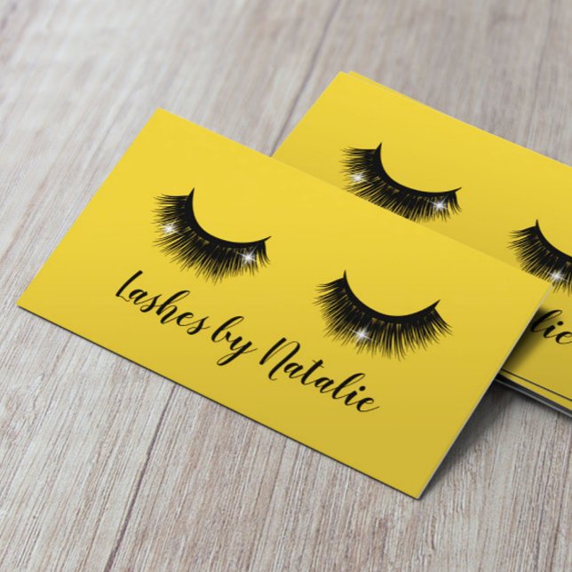Eyelash Extensions Lash Salon Yellow Social Media Business Card (Creator Uploaded)