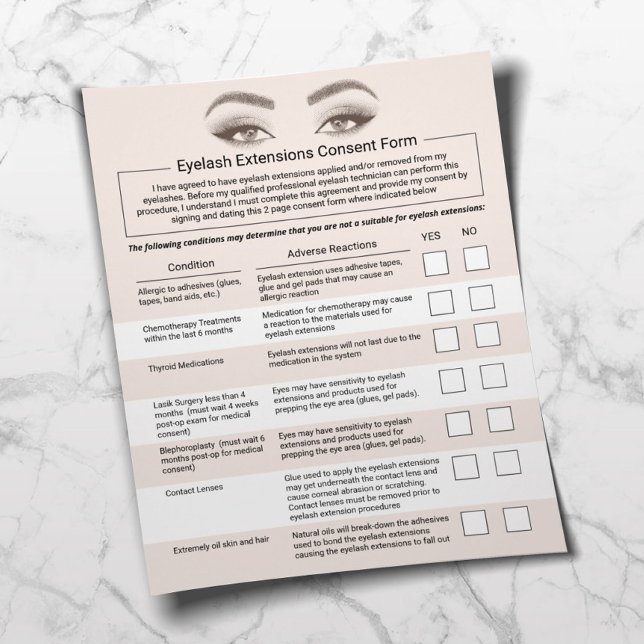 Eyelash Extensions Liability Waiver Beige Salon Flyer (Creator Uploaded)