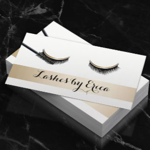 Eyelash Extensions Makeup Artist Gold Stripe Business Card