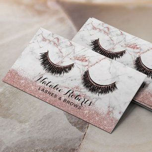 Eyelash Extensions Makeup Artist Rose Gold Marble Appointment Card