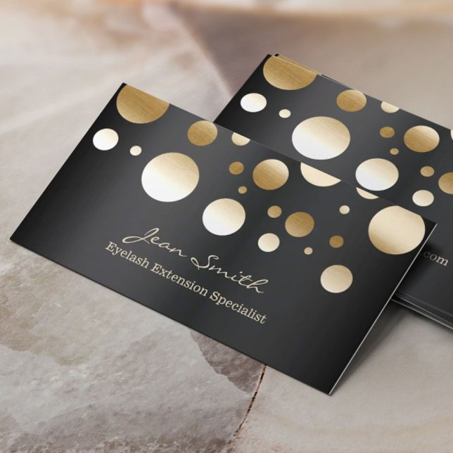 Eyelash Extensions Modern Gold Confetti Dots Business Card (Creator Uploaded)