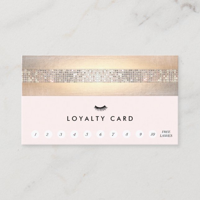 EyeLash Extensions Pink Customer Loyalty 11 Punch Card (Front)