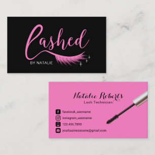 Eyelash Extensions Pink Lashed Beauty Salon Business Card