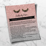 Eyelash Extensions Rose Gold Aftercare Instruction<br><div class="desc">Lashes Makeup Artist Aftercare Instruction Rose Gold Glitter Flyers.</div>
