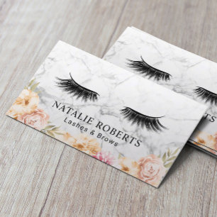 Eyelash Extensions Salon Vintage Floral Marble Business Card