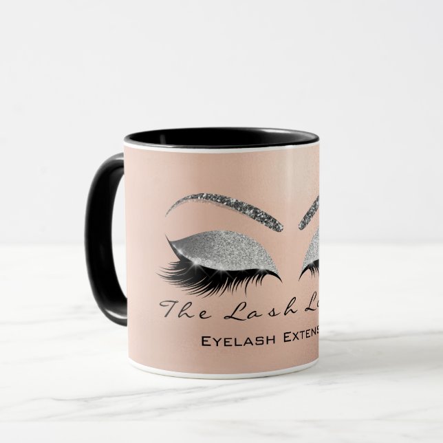 Eyelash Extention Beauty Grey Silver Eye Glitter Mug (Front Left)