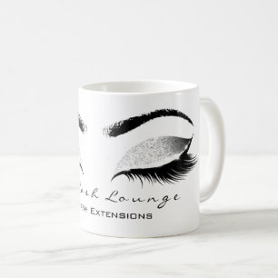 Eyelash Extention Beauty Studio Silve Grey Glitter Coffee Mug