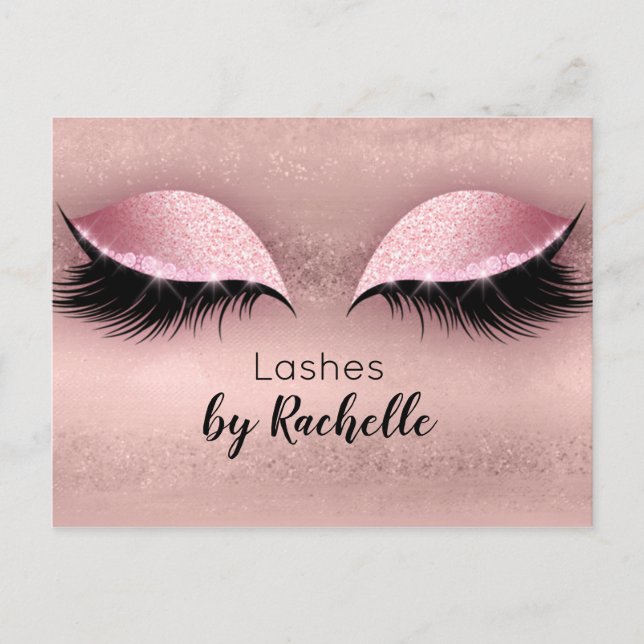 Eyelash Lashes Makeup Blush Pink Postcard (Front)