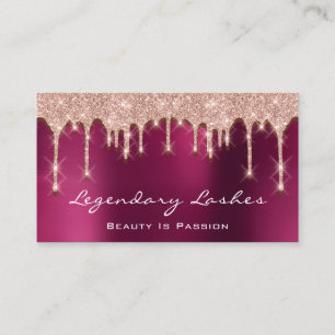 Eyelash  Makeup Artist Art 3D Drips Rose Berry Business Card