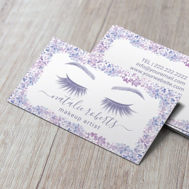 Eyelash Makeup Artist Lavender Floral Beauty Salon Business Card (Creator Uploaded)