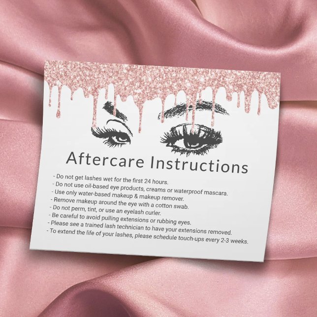 Eyelash Makeup Artist Rose Gold Drips Aftercare Flyer (Creator Uploaded)