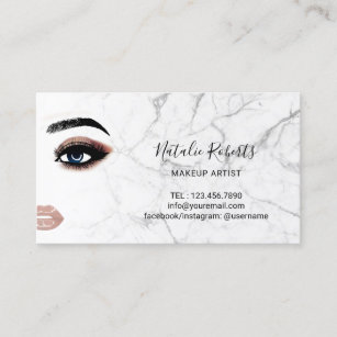 Eyelash Makeup Artist Trendy Marble Beauty Salon Business Card