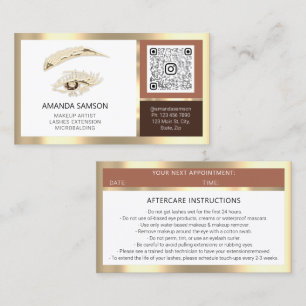 Eyelash Microblade QRCODE Aftercare Rose LogoWhite Business Card