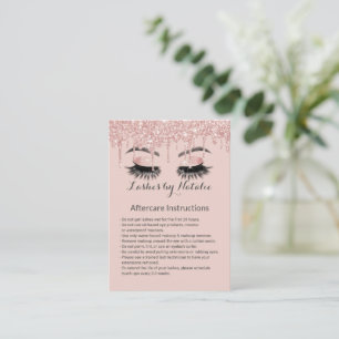 Eyelash Salon Blush Pink Rose Gold Drip Aftercare Business Card