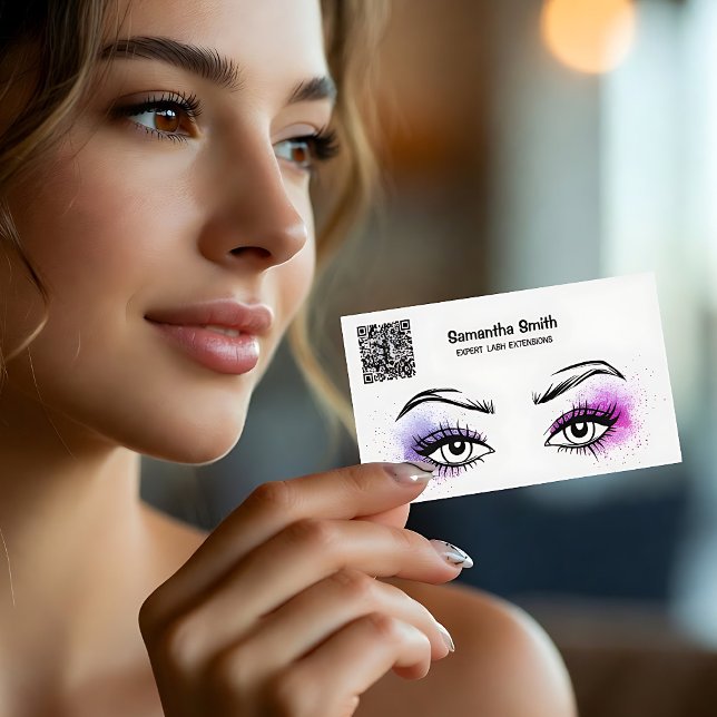 EyeLash Tech Custom QR Business Card (EyeLash Tech QR Business Cards)