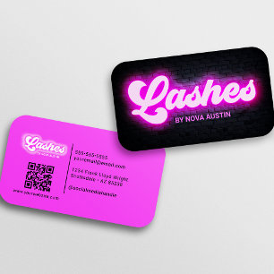 Eyelash Tech Glam Aesthetic Hot Pink QR Code Business Card