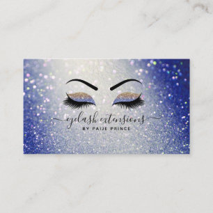 Eyelash Technician Lash Stylist Navy Blue Glitter Business Card