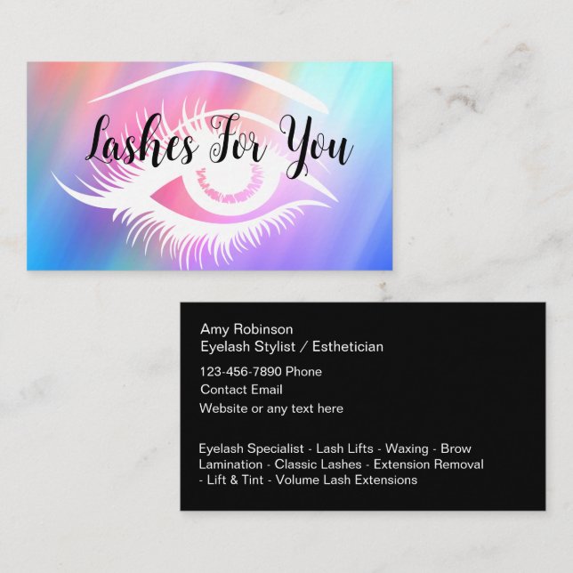 Eyelash Technician Lashologist Business Cards (Front/Back)