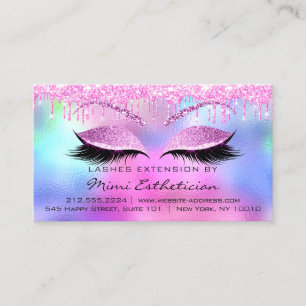 Eyelashes Aftercare Instructions Rose Pink Drips Business Card