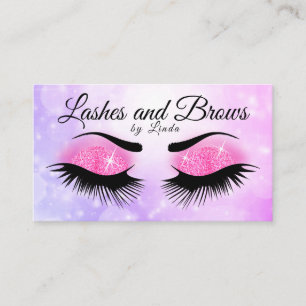 Eyelashes and Brows - Purple and Pink Glitter Business Card