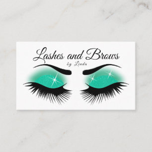 Eyelashes and Brows - Teal Glitter Business Card