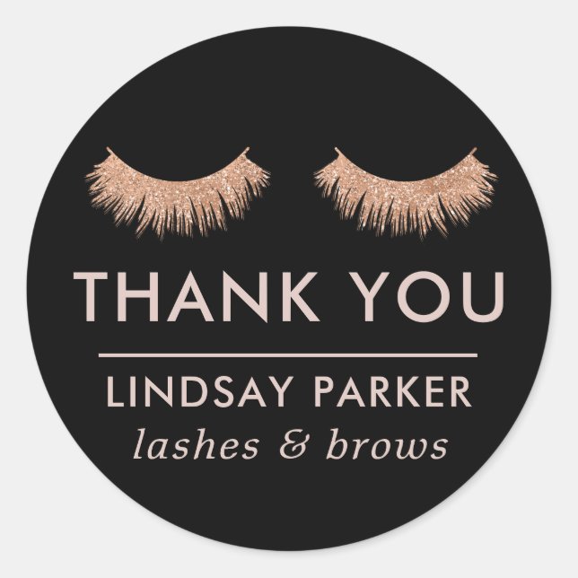 Eyelashes Black Makeup Artist Thank You Sticker (Front)