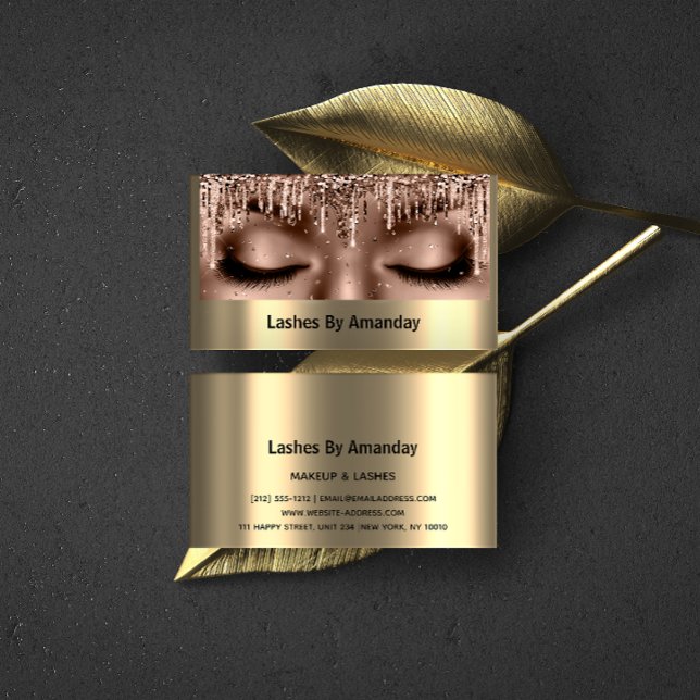 Eyelashes Extension Makeup Rose Gold Lux Business Card (Creator Uploaded)