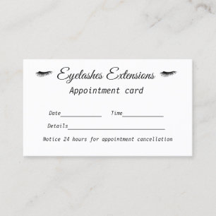 eyelashes extensions add name appointment card